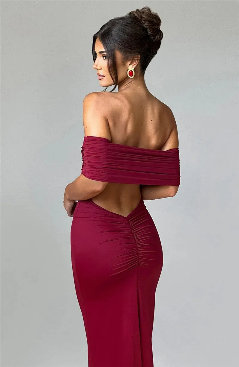 Sexy Strapless Backless Maxi Dress