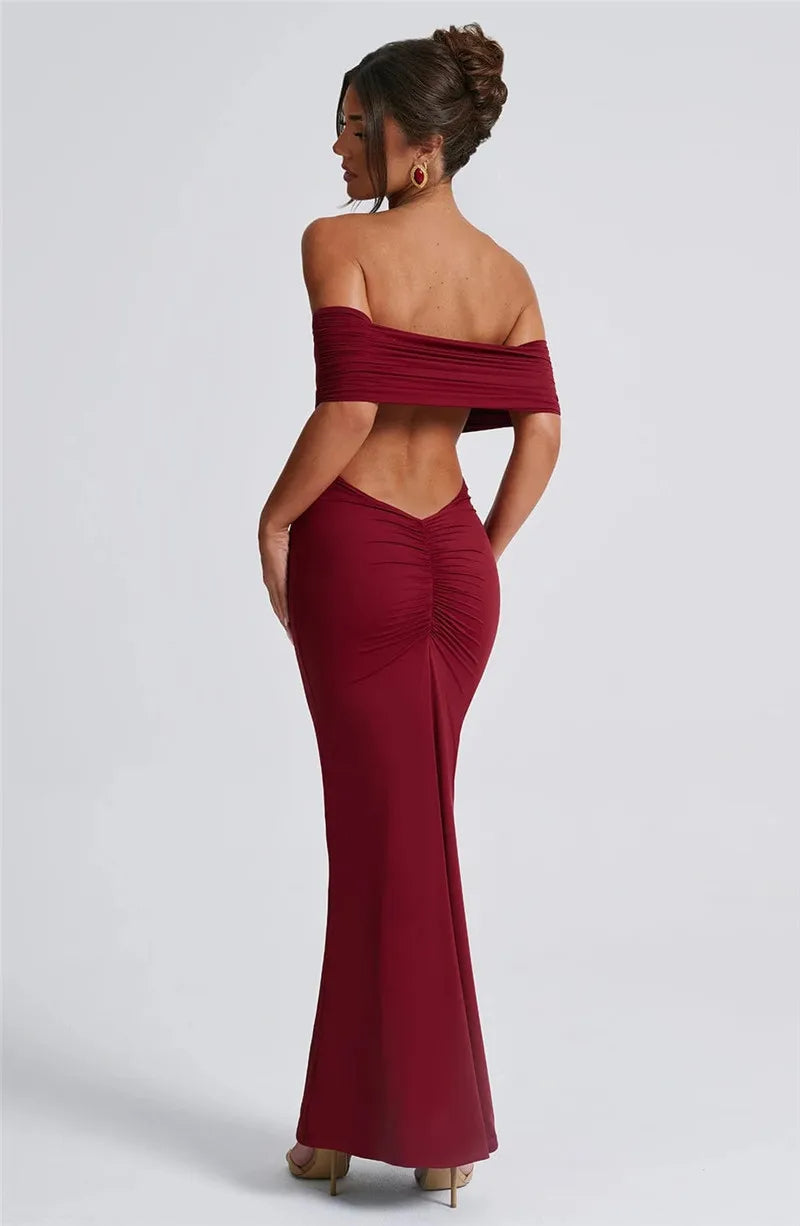 Sexy Strapless Backless Maxi Dress