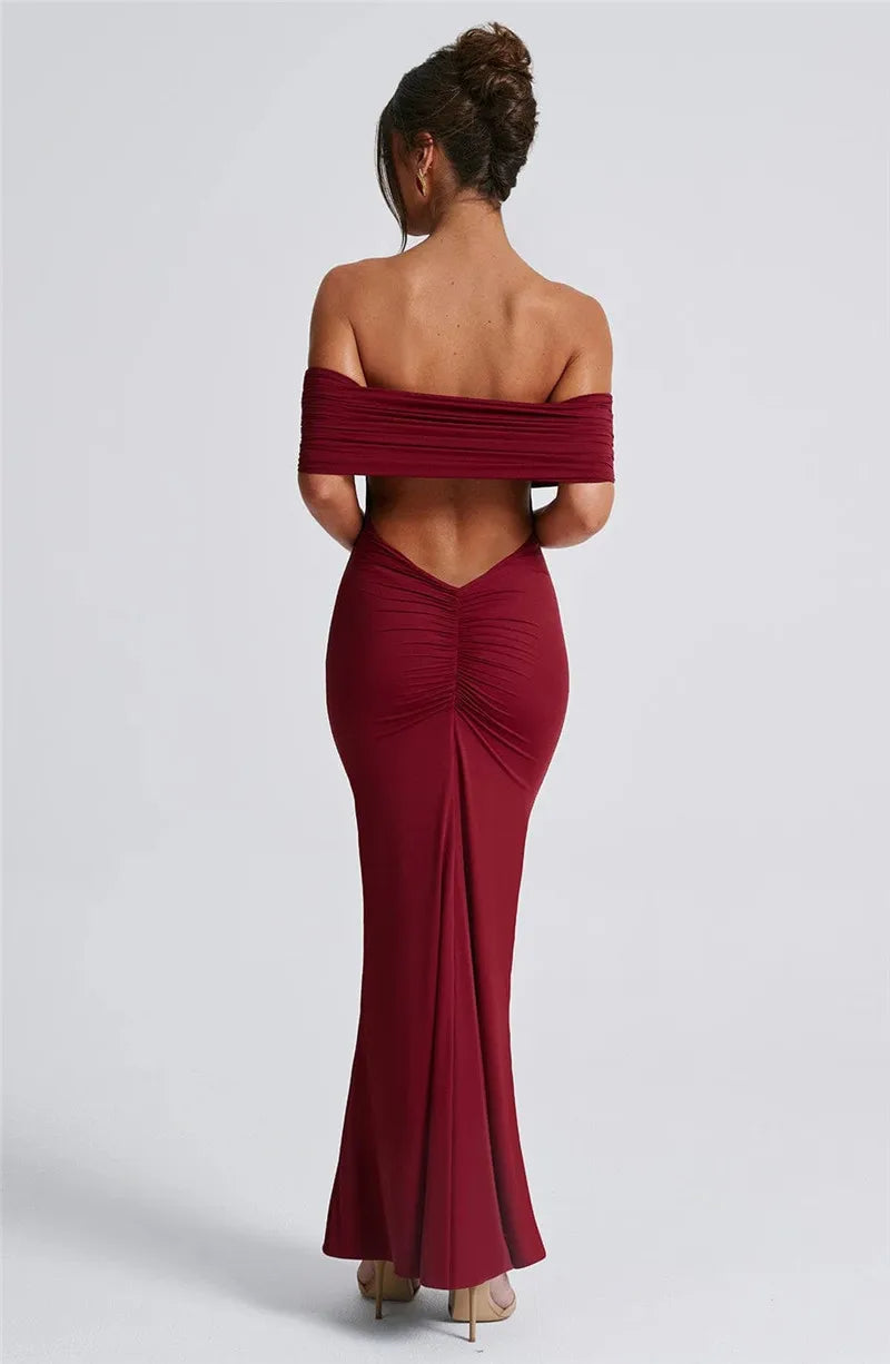 Sexy Strapless Backless Maxi Dress