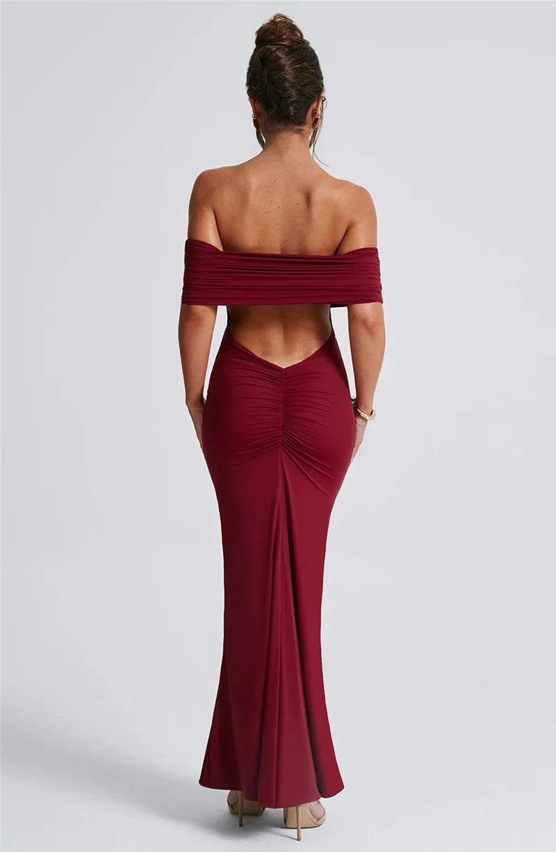 Sexy Strapless Backless Maxi Dress