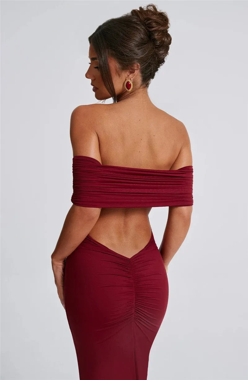 Sexy Strapless Backless Maxi Dress