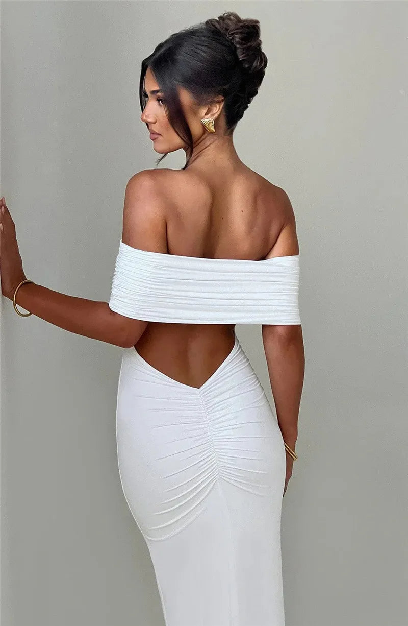 Sexy Strapless Backless Maxi Dress