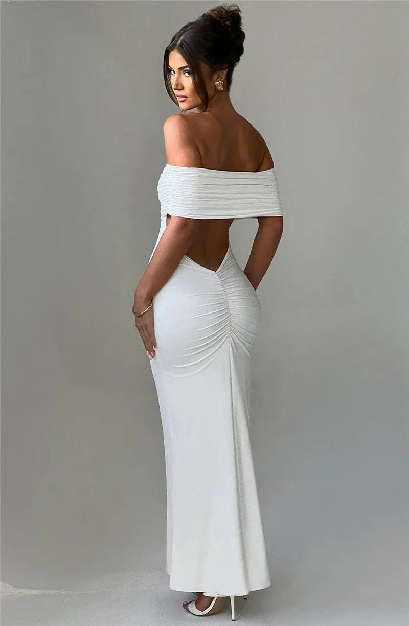 Sexy Strapless Backless Maxi Dress