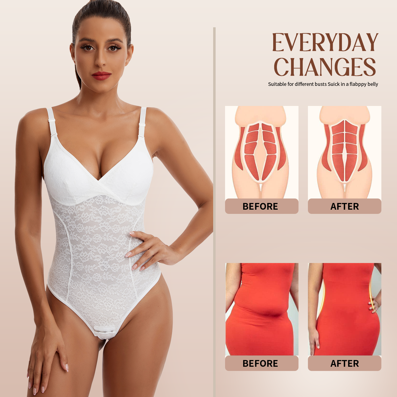 3 In 1 Lace Shapewear Bodysuit