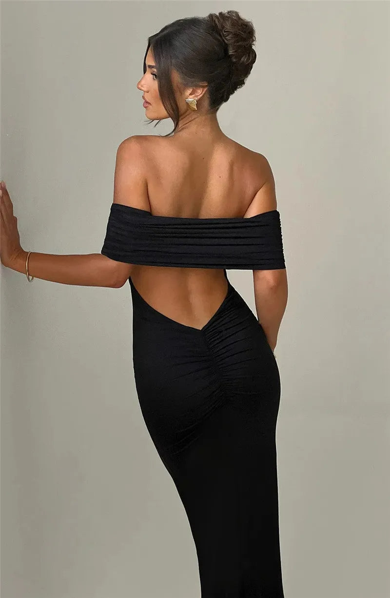 Sexy Strapless Backless Maxi Dress