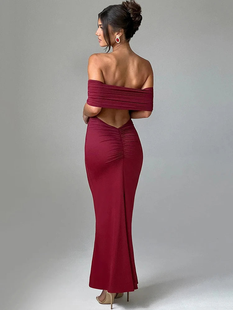 Sexy Strapless Backless Maxi Dress